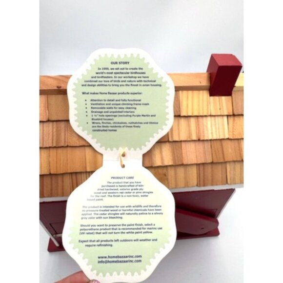 NWT Decorative Red & White Birdhouse w/Shingle Roof & Festive Holiday Accents - Picture 10 of 11